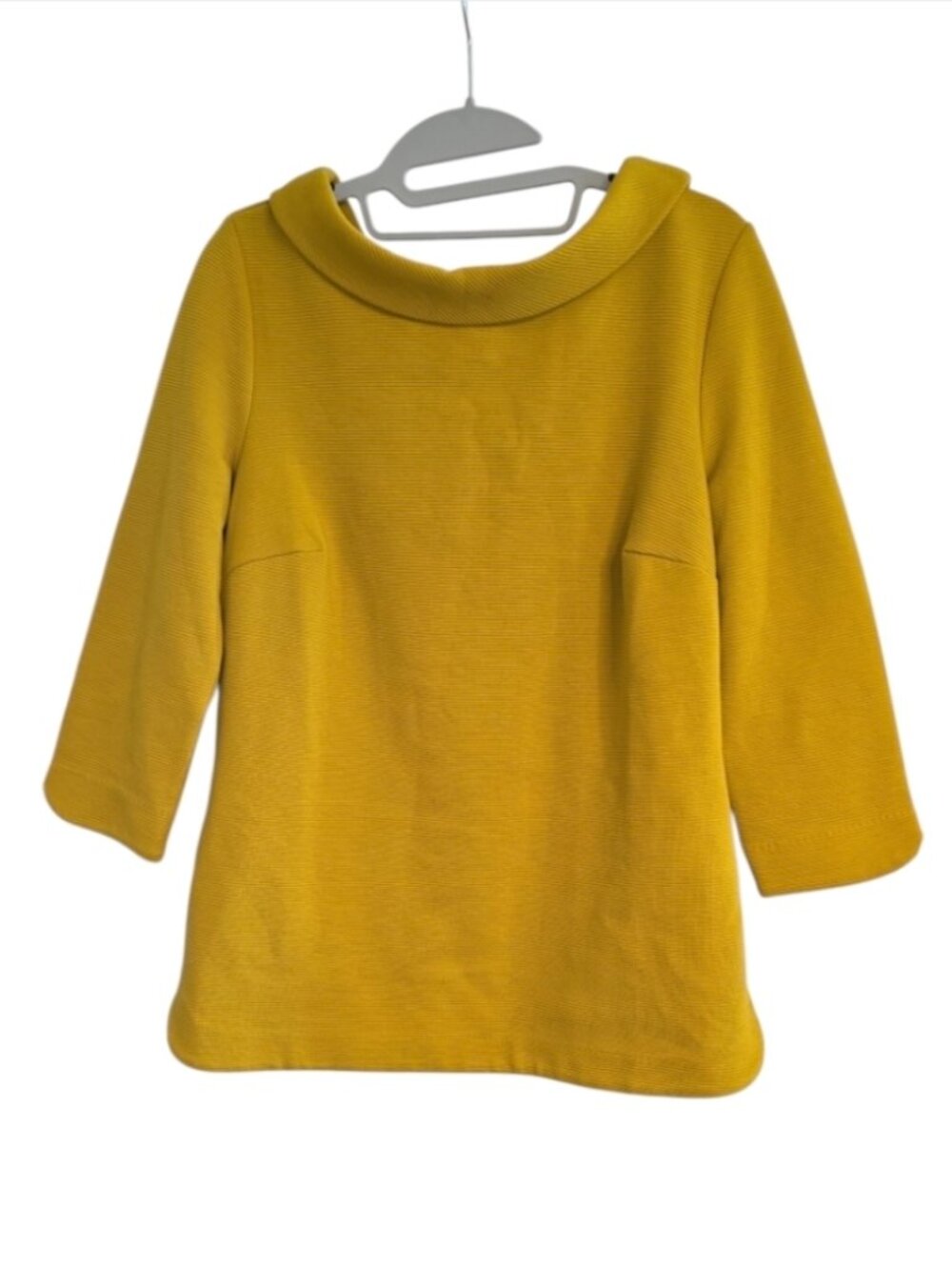 Boden Sarah Ottoman Top Mustard Yellow Shirt Dramatic Folded Collar